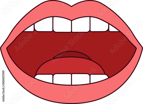 Cartoon Illustration of Open Mouth with Teeth
