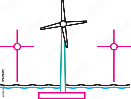 Vector illustration of a wind turbine electrical generator, clean energy concept, renewable power technology design for sustainable electricity production, isolated on white background