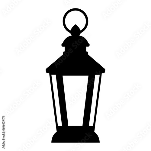 Simple silhouette of a classic lantern with a circular handle on top