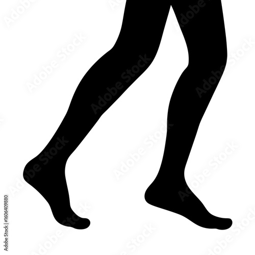 Silhouette illustration depicting a pair of legs walking or running forward