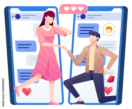 Online Dating Relationship Illustration