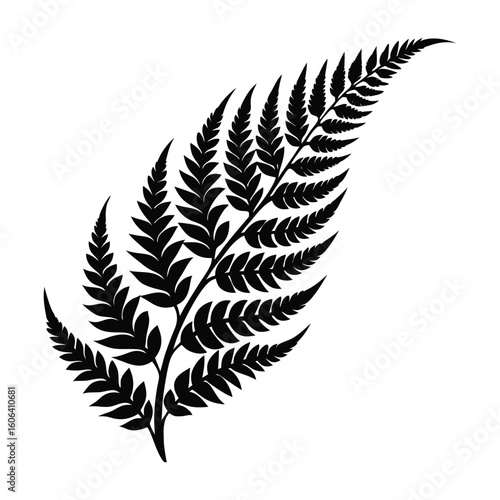 curved fern and petal corner silhouette ornament.