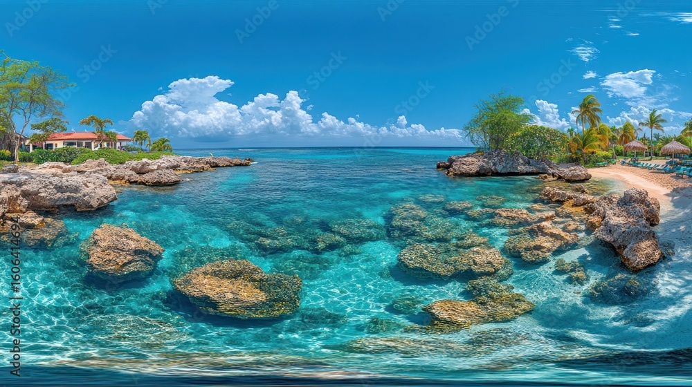 Obraz premium Tropical beach vista, clear turquoise water