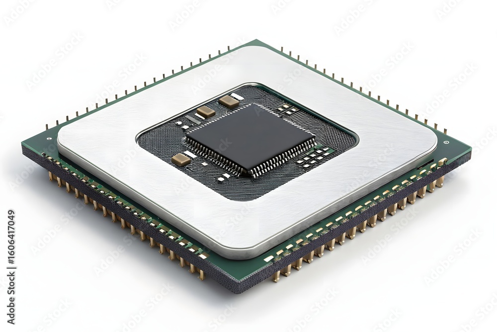 close up of a computer chip on white close up of a computer chip on white