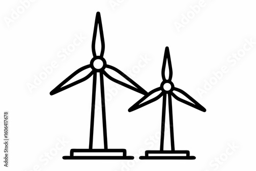 wind turbine black and white silhouette