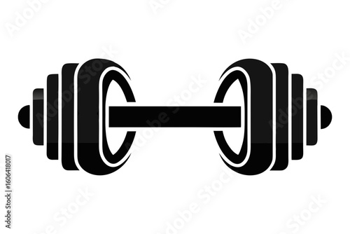 dumbbell black and white silhouette