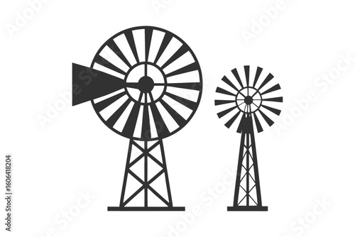 wind turbine icon black and white silhouette