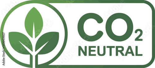 Isolated CO2 Neutral Icon with Plant Leaves on White Background