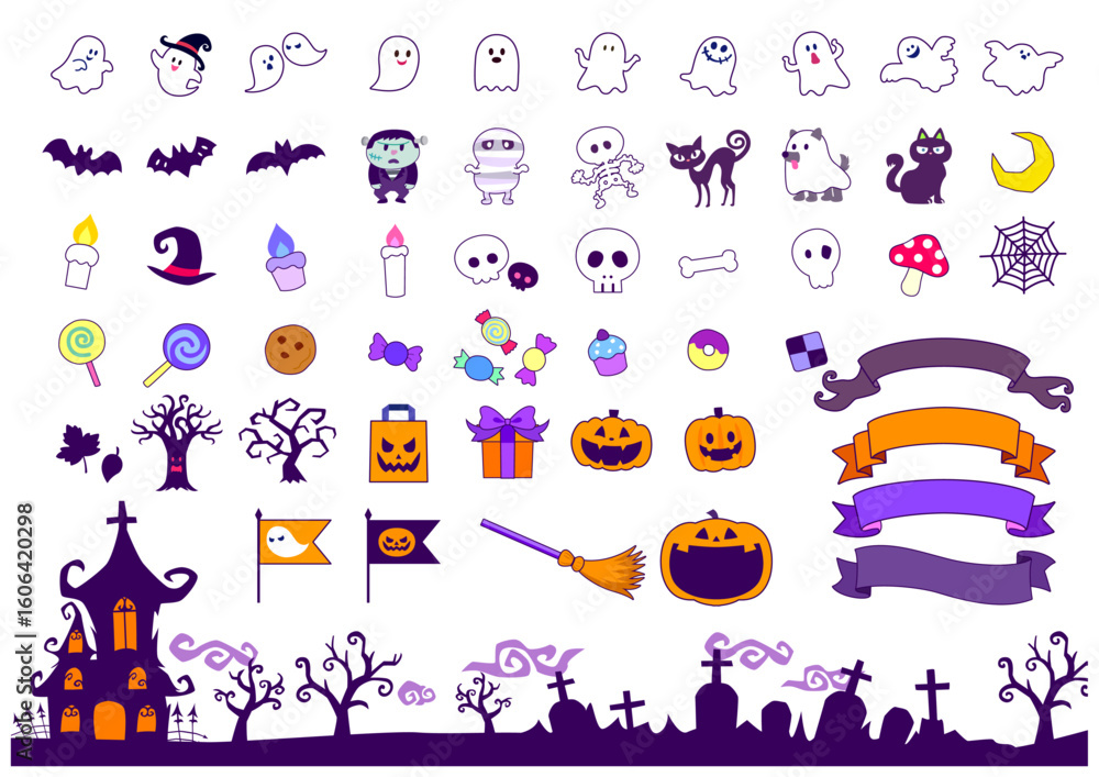 Naklejka premium ハロウィーン_halloweenセット1