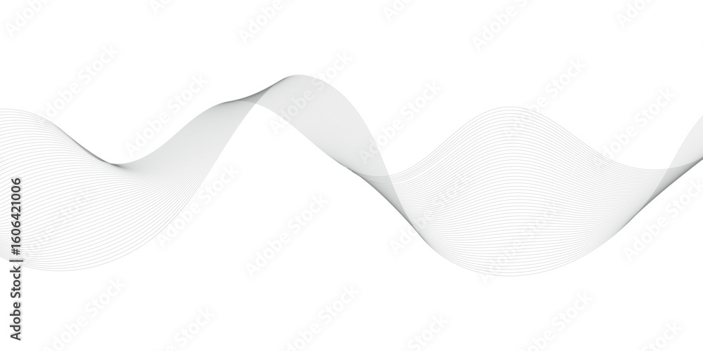 Fototapeta premium Abstract platinum gradient wave element for design. Digital frequency track equalizer. Stylized line art background. Vector illustration.