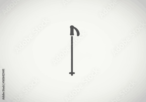 Minimalist icon of a trekking pole for hiking and outdoor adventure activities. Simple vector symbol.
