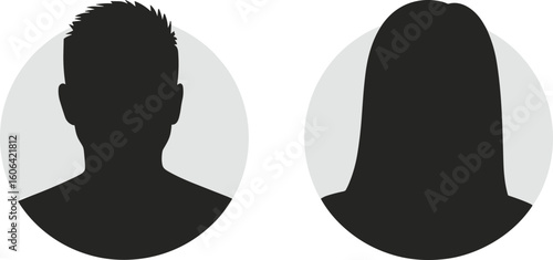 Male and female avatar silhouette icons, user profile vector image, blank headshot symbol, people placeholder design illustration