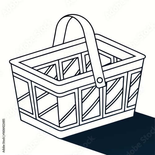 Line Art Shopping Basket Design for Retail Blogs, E-commerce Websites, Product Promotion, Graphic Design Projects, and Marketing Materials  