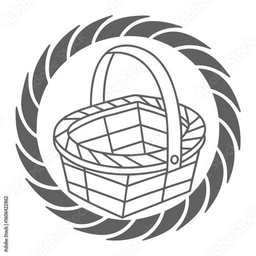 Line Art Illustration of a Basket Design for Logo Creation, Craft Projects, Branding, Digital Art, and Graphic Design Templates  
