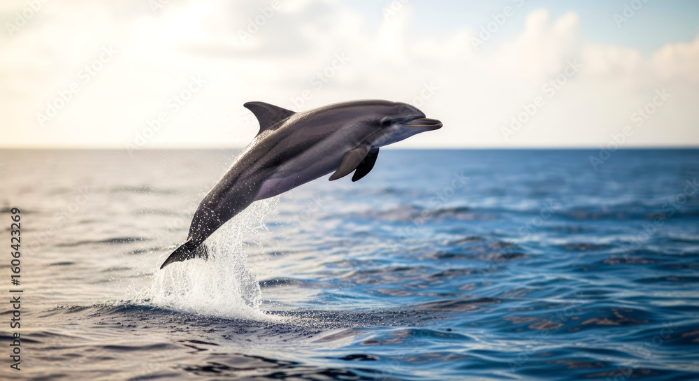 Fototapeta premium dolphin leaping from ocean waves