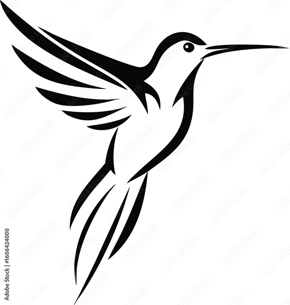 Obraz premium realistic a minimalist black on white silhouette of bird vector