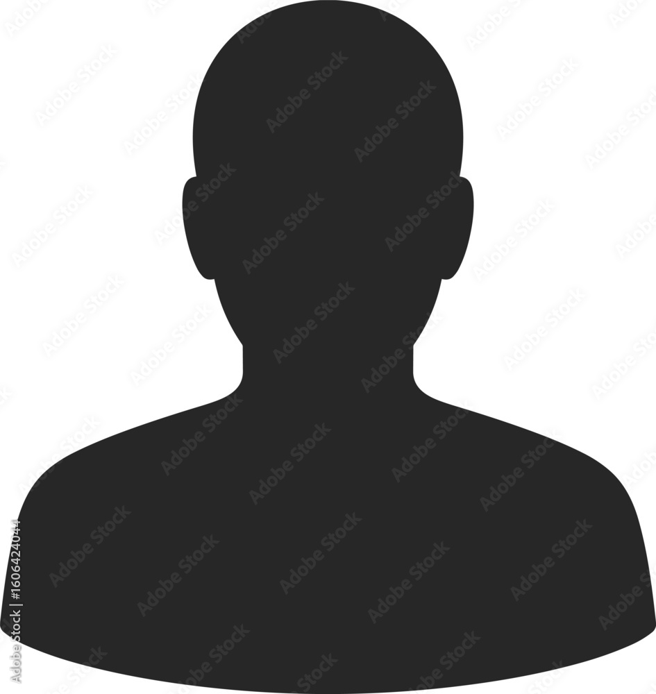 Blank avatar silhouette, black vector male person icon, default profile picture symbol, anonymous user placeholder isolated on white background Blank avatar silhouette, black vector male person icon, default profile picture symbol, anonymous user placeholder isolated on white background