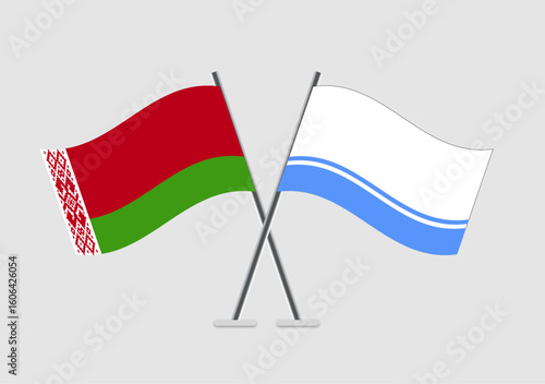 Belarus and Altai Republic vector flags with smooth shadow and soft colors