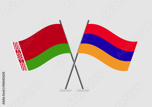 Belarus and Armenia vector flags in symmetrical crossed layout