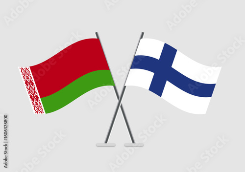 Belarus and Finland vector flags illustration on soft neutral field