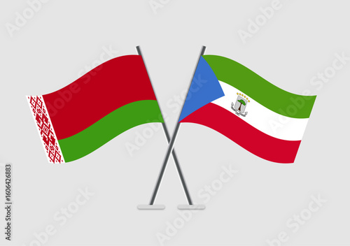 Belarus and Equatorial Guinea vector flags in celebration vector format