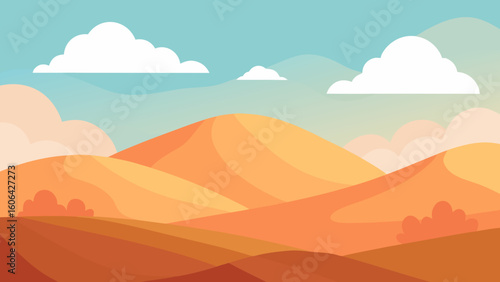 Distant Hills with Soft Sunlight and Clouds