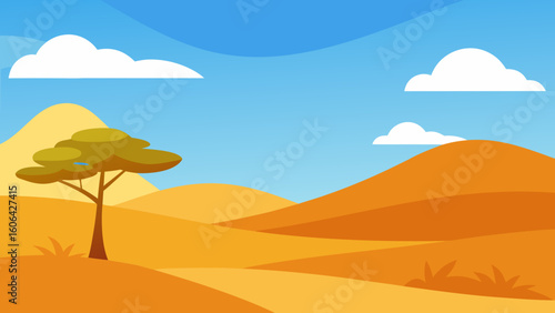 Cartoon Savanna with Gentle Breeze