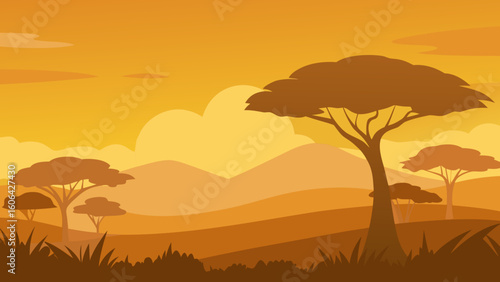 Sunset Glow Over Golden Savanna Grass