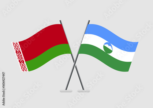 Belarus and Kabardino-Balkaria vector flags crossed for cultural themes