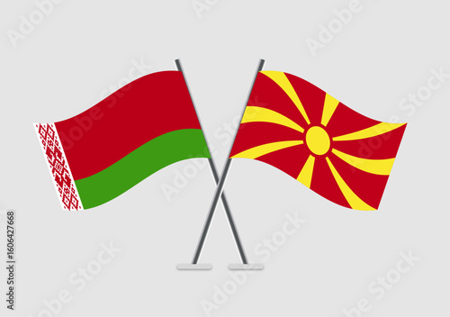 Belarus and Macedonia vector flags in mutual respect layout