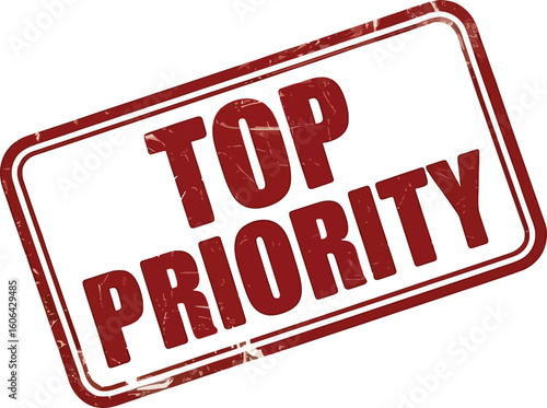 Top Priority Red Stamp with Grunge Texture Isolated on White Background