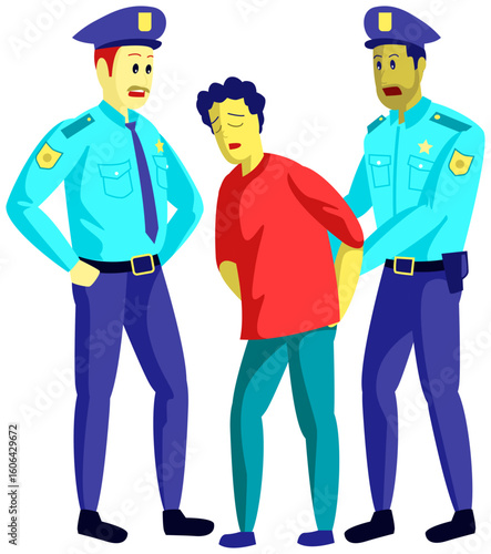 Police arresting criminal illustration
