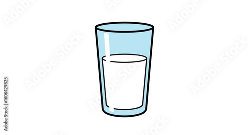 A clear glass filled with white milk showing the beverage refreshment and healthy nutrition for everyday life