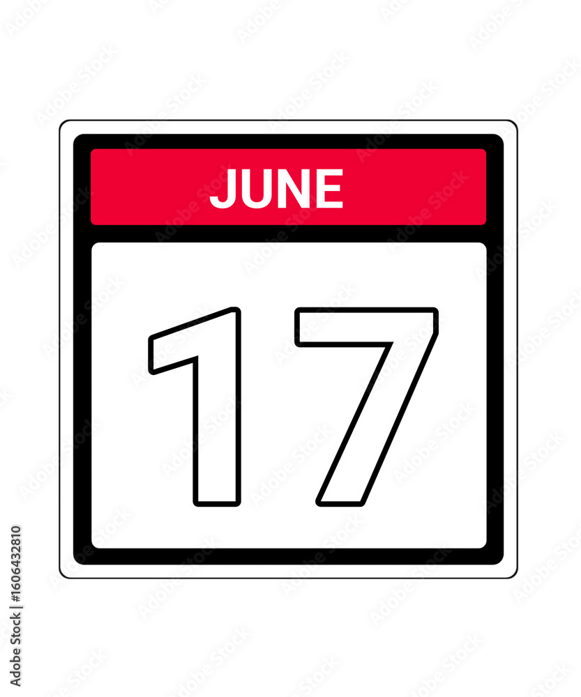 Fototapeta premium calendar icon June month date 17 