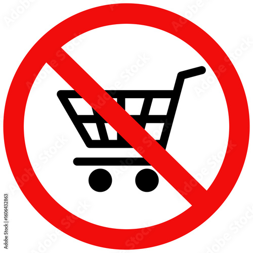 Carts are not allowed sign. No shopping cart sign, The use of trolleys is prohibited. Flat vector illustration design.