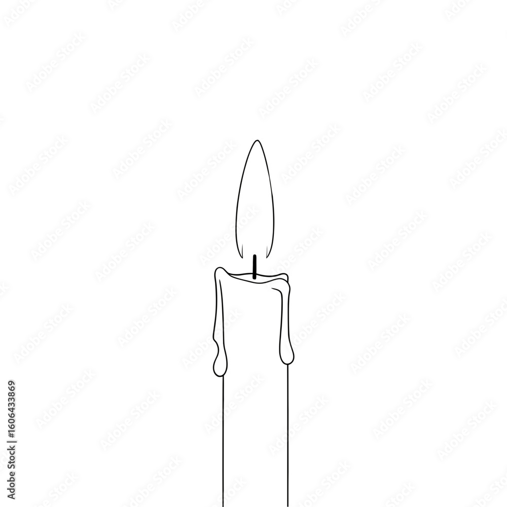 Naklejka premium A single candle burns brightly, its wax melting and dripping down the sides