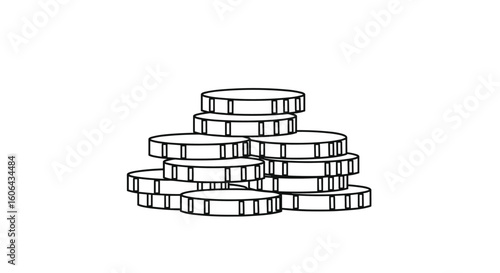 A pile of stacked poker chips in black and white with a clean background representing casino gaming and gambling entertainment