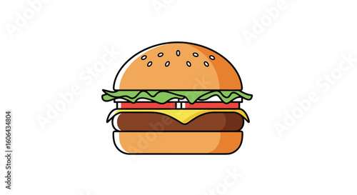Deliciously crafted classic cheeseburger with fresh lettuce tomato and melted cheese on a toasted sesame seed bun