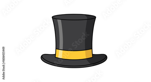 A classic black top hat adorned with a golden band a symbol of elegance and sophistication