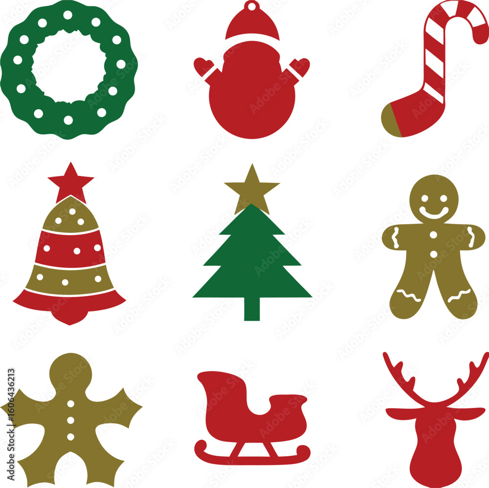 Fototapeta premium Christmas Festive Ornament Design Collection – 9 Pieces