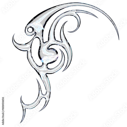 Cyber Tribal Chrome Symbol with Element