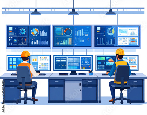 Industrial control room vector art
