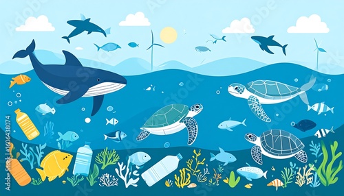Ocean pollution illustration