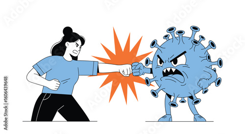 Illustrating the constant battle between humanity and the persistent threat of viral infections requiring dedicated research and development efforts