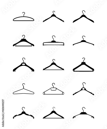 silhouettes of various clothes hangers vector collection