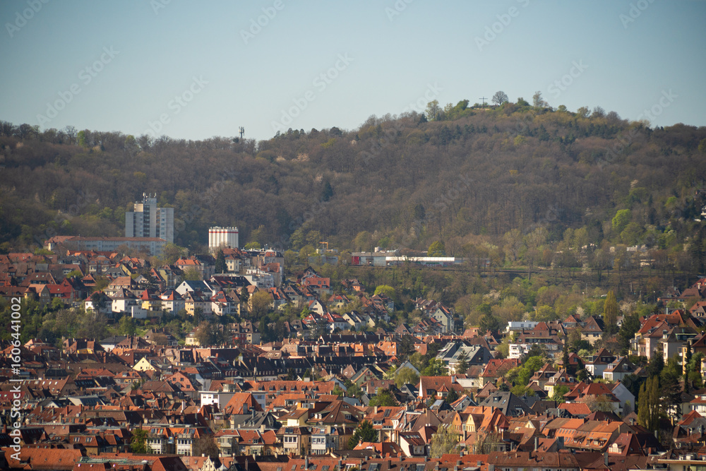 Fototapeta premium Rubble Hill (Birkenkopf) for Panoramic Views of Stuttgart, Germany