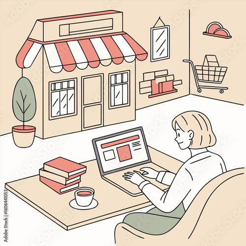 Online Shopping at Home with a Digital Storefront and Shopping Cart