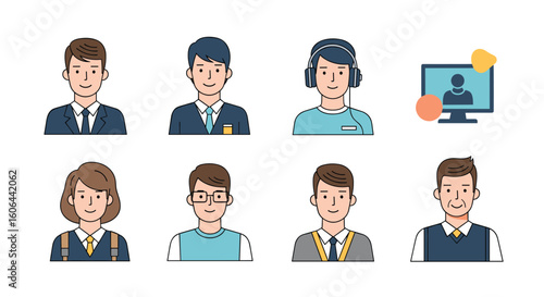 Collection of diverse pixel art avatars representing people in professional and educational settings