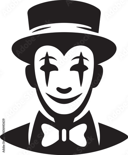Mime artist performing silent comedy show silhouette