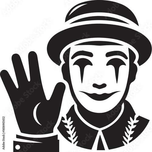 Mime artist performing silent comedy show silhouette